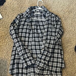 Classic Navy and White Plaid Shirt